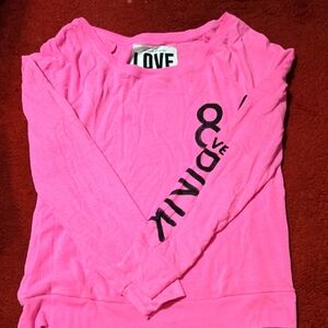 PINK Victoria's Secret Long Sleeve Tee - Pink and Black